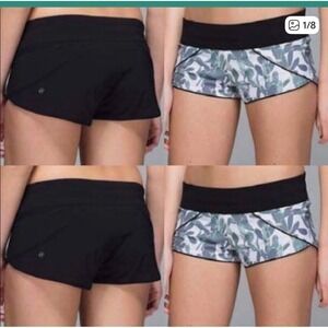 Lululemon Reversible Shorts surf black Cactus Low Rise Athletic Running water